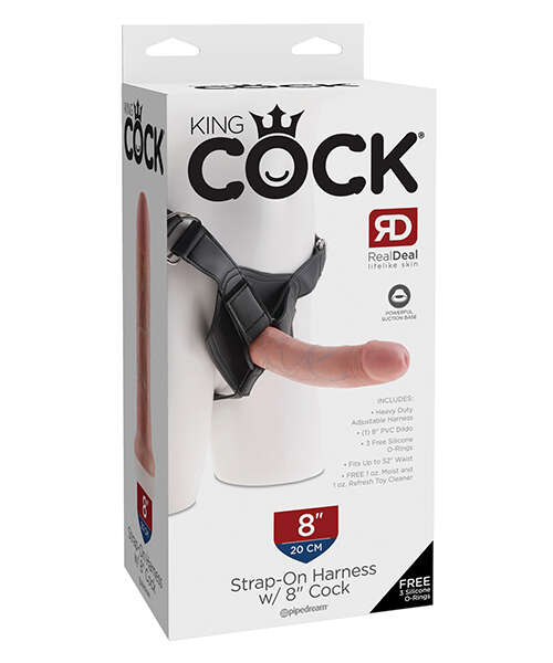 King Cock Strap-On Harness w/8" Cock - Flesh