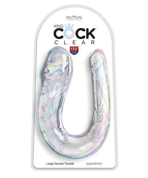 King Cock Clear Large Double Trouble Dildo - Clear