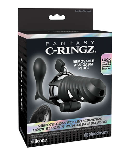 Fantasy C-Ringz Remote Controlled Vibrating Cock Blocker w/Ass-Gasam Plug - Black