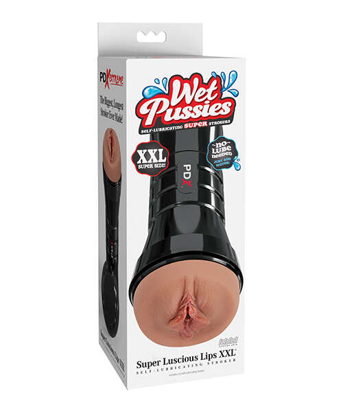 PDX Extreme Wet Pussies Super Luscious Lips XXL Stroker - Brown