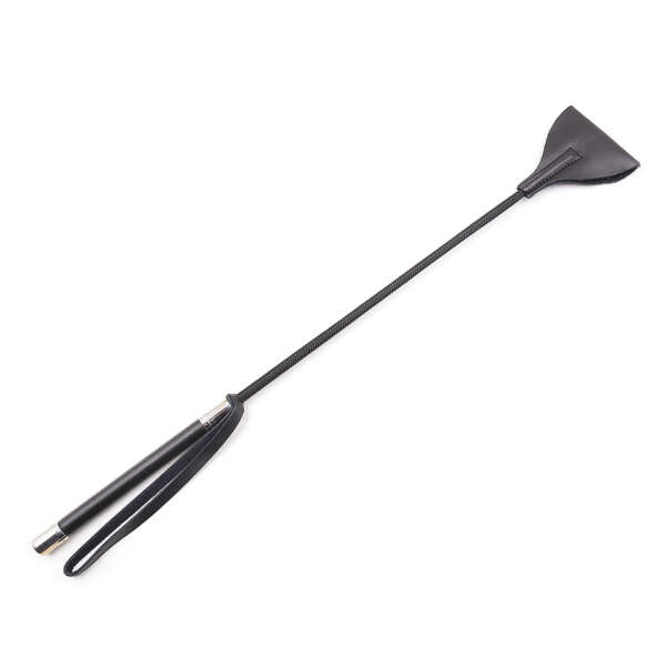 Plesur 21" Wide Tip Leather Crop - Black