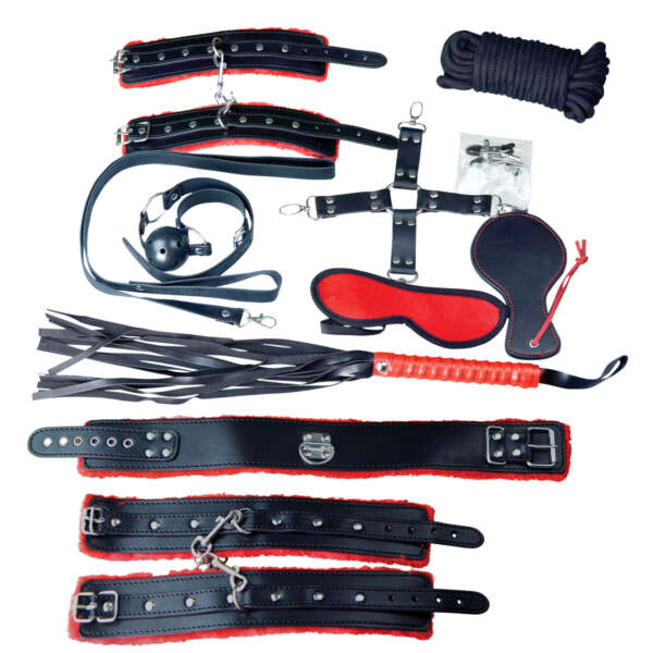 Plesur Deluxe Bondage Kit - Black/Red
