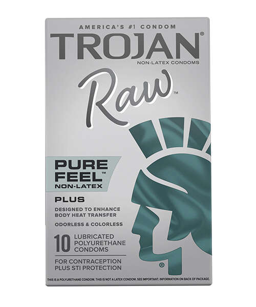 Trojan Raw Pure Feel Non-Latex Condoms - Pack of 10