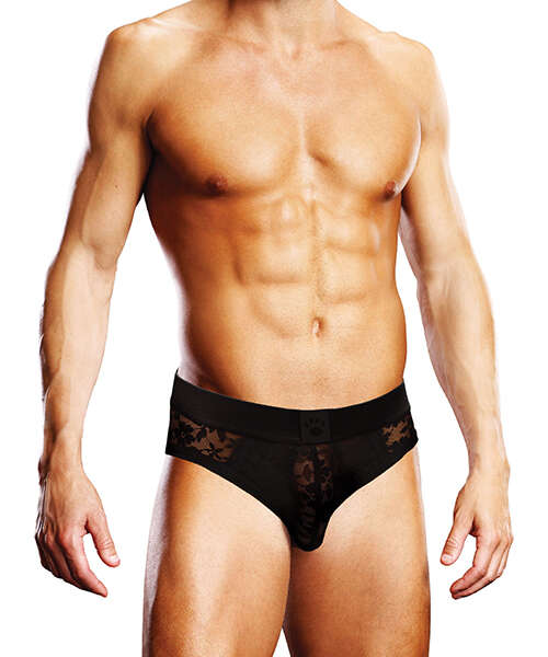 Prowler Lace Open Back Brief - Black XL
