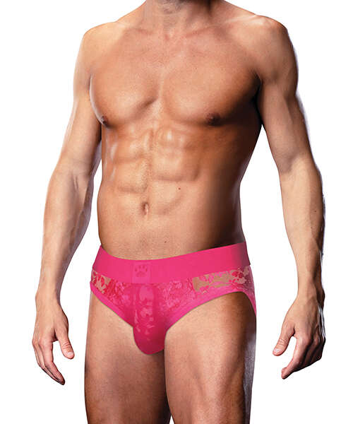 Prowler Lace Open Back Brief - Pink XL