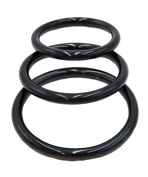 Rouge Black Stainless Steel 3 Piece Cock Ring Set - Black