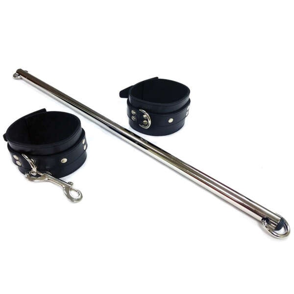 Rouge Leather Leg Spreader Bar w/Black Cuffs