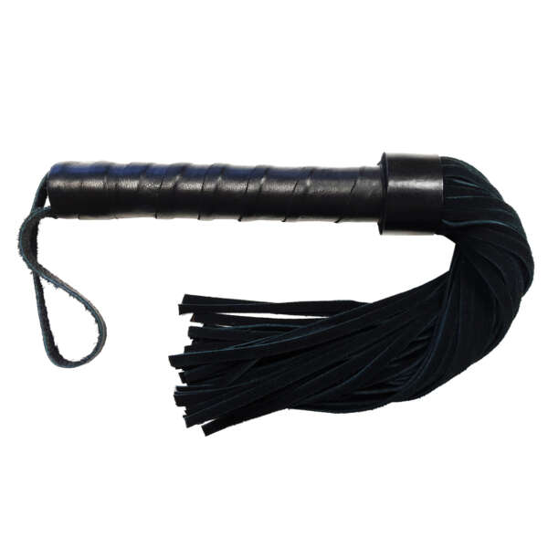 Rouge Leather Handle Short Short Suede Flogger - Black