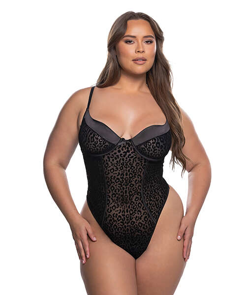Wild Thing Underwire Teddy - Black Leopard 1X/2X