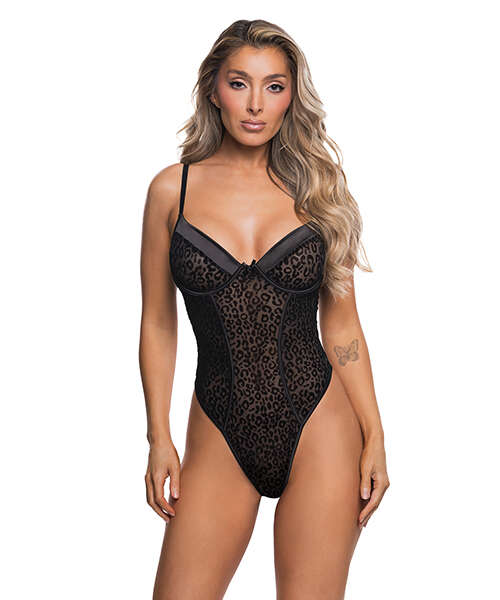 Wild Thing Underwire Teddy - Black Leopard L/XL