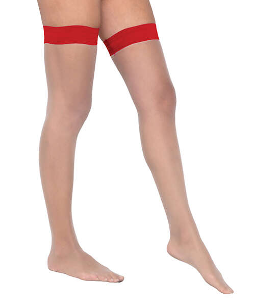 Colored Silicone Stay Up Stockings Red O/S