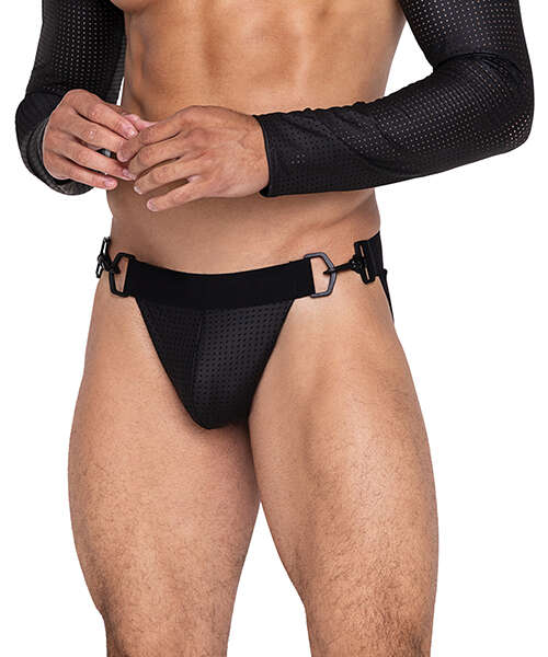 Master Jockstrap w/Hook & Ring Closure & Contoured Pouch Black SM