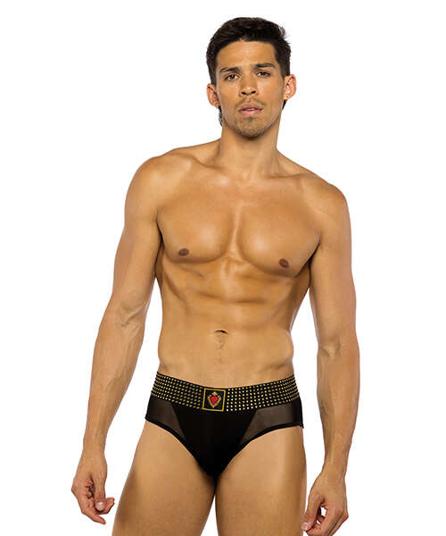 Sacred Heart Briefs w/Studded Elastic Waist Band - Black XL