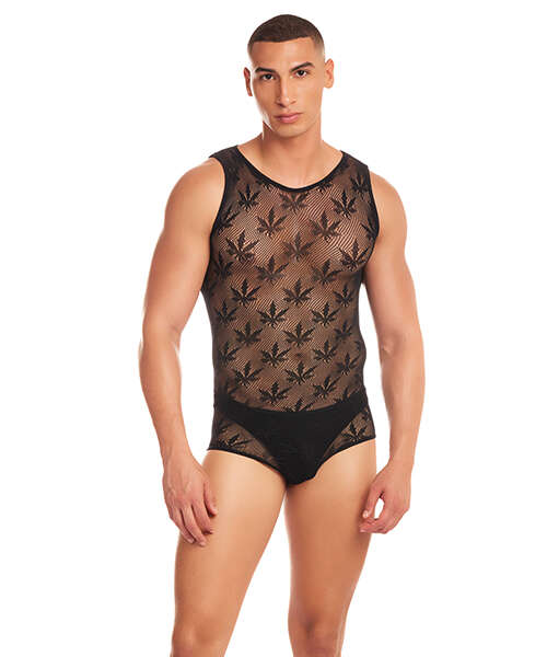 Rainbow Party Night Blaze Singlet 2 pc Set w/Thong - Black L/XL