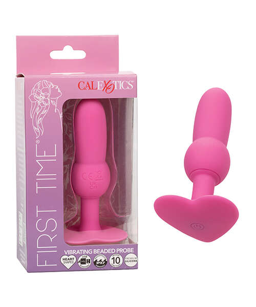 First Time Vibrating Beaded Anal Probe - Pink