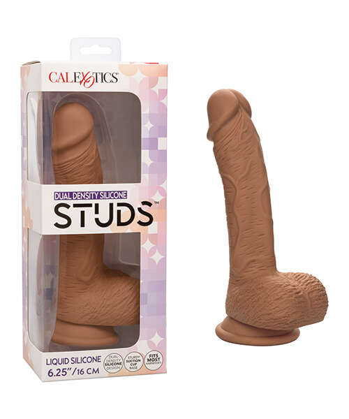 Studs Dual Density Silicone 6.25" Dildo - Brown