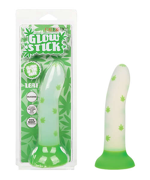 Glow Stick Leaf Suction Cup Glow-in-the-Dark Dildo - Green