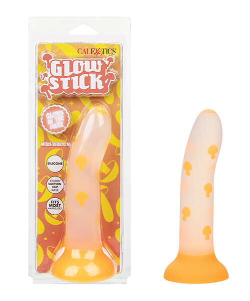 Glow Stick Mushroom Suction Cup Glow-in-the-Dark Dildo - Orange