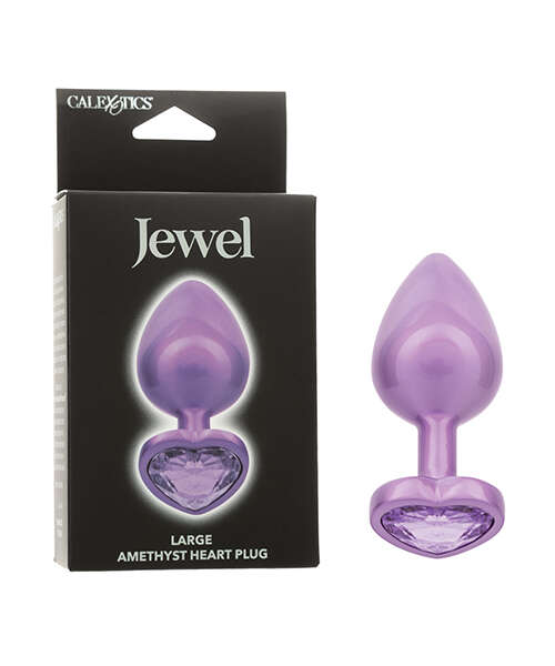 Jewel Amethyst Heart Butt Plug - Large, Purple