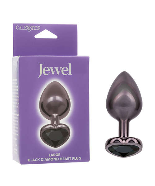 Jewel Black Diamond Heart Butt Plug - Large, Black