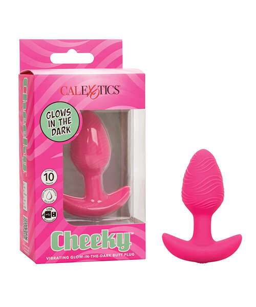 Cheeky Glow in the Dark Vibrating Butt Plug - Pink