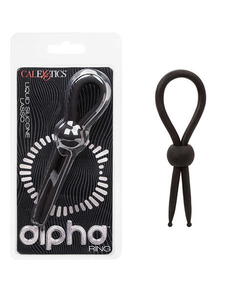 Alpha Liquid Silicone Lasso Cock Ring - Black