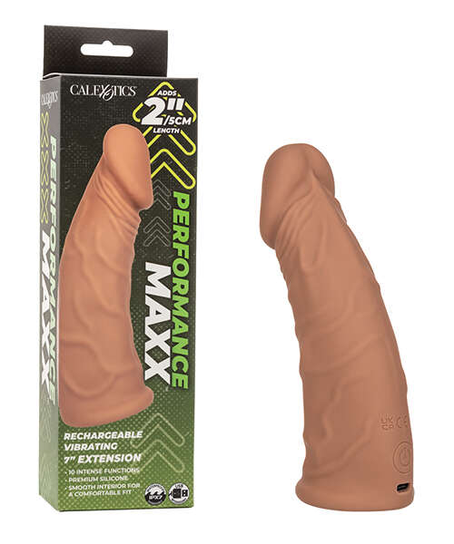 Performance Maxx 7" Vibrating Penis Extension - Brown
