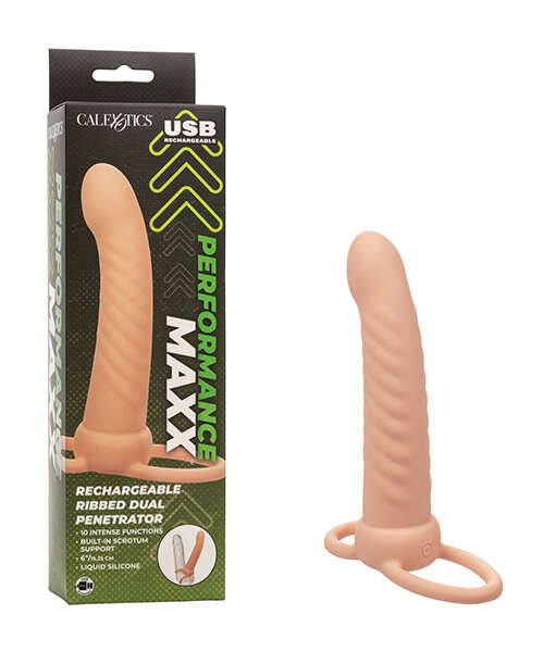 Performance Maxx Rechargeable Ribbed Dual Penetrator - Ivory