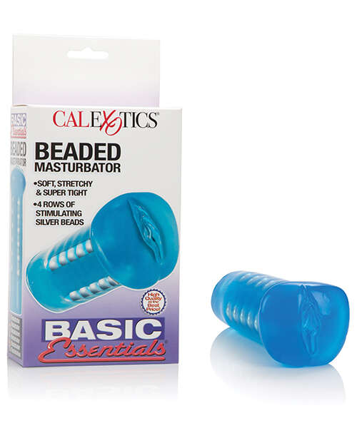 Basic Essentials Beaded Masturbator - Blue