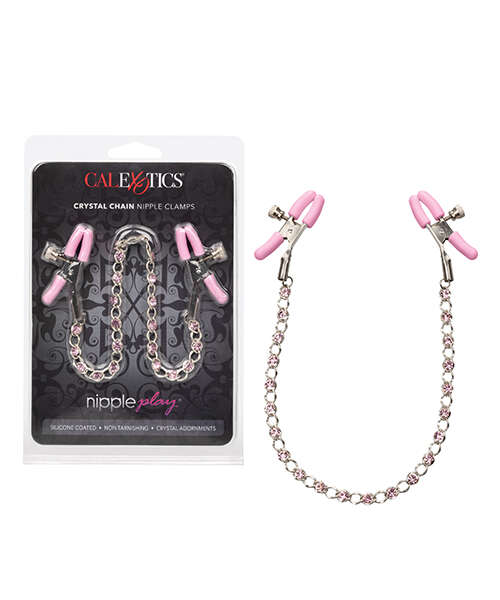 Nipple Play Crystal Chain Nipple Clamps - Pink