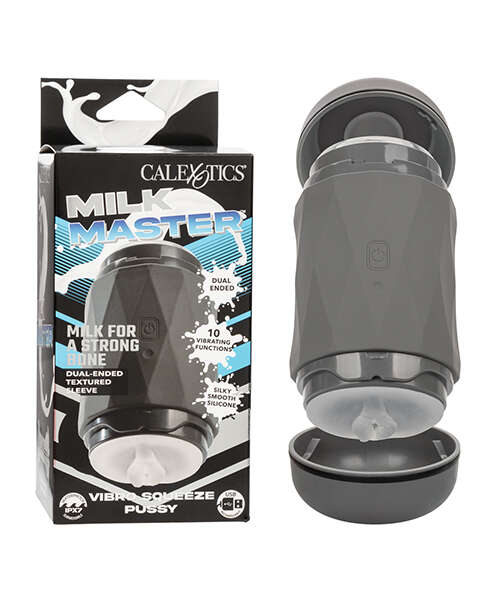 Milk Master Vibro Squeeze Pussy Stroker - Black