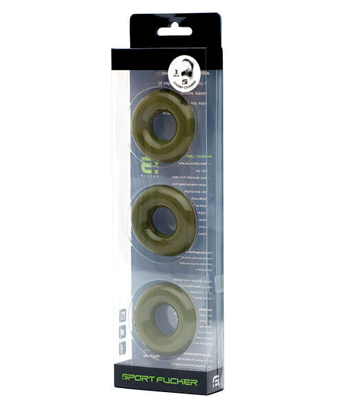 Sport Fucker Chubby Cockring Pack of 3 - Army Green