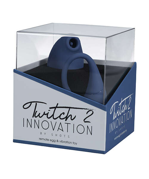 Shots Twitch 2 Vibrator w/Remote Control Vibrating Egg - Blue Grey