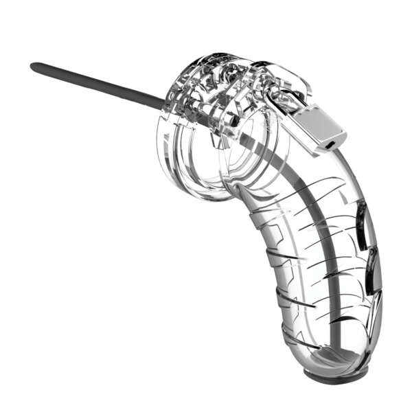 Shots Man Cage 4.5" w/Silicone Urethral Sounding - Clear