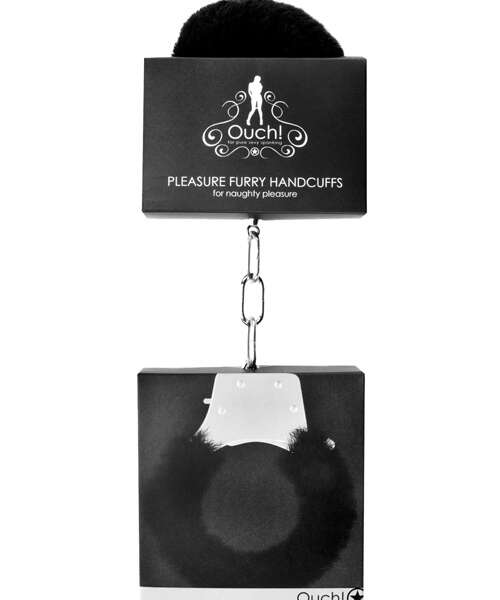 Shots Ouch Furry Pleasure Handcuffs - Black