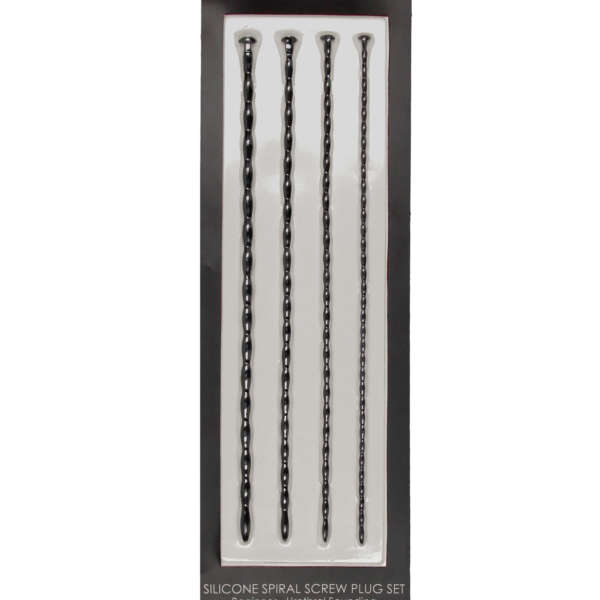 Shots Ouch Beginner's Urethral Sounding Silicone Spiral Screw Plug Set - Black