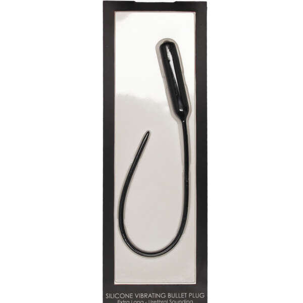 Shots Ouch Extra Long Urethral Sounding Silicone Vibrating Bullet Plug - Black