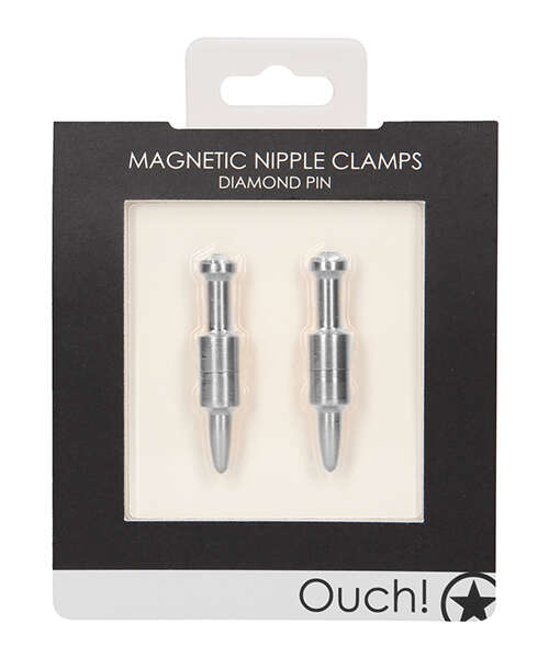 Shots Ouch Pin Magnetic Nipple Clamps - Silver