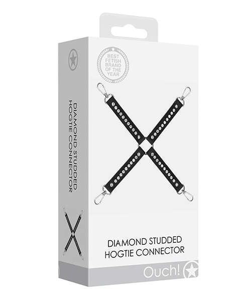 Shots Ouch Diamond Studded Hogtie - Black