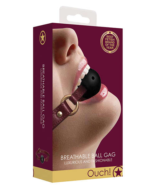Shots Ouch Halo Breathable Ball Gag - Burgundy