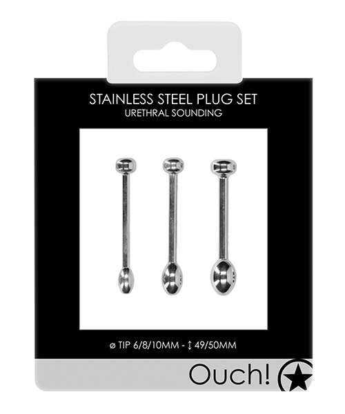 Shots Ouch Urethral Sounding Metal Plug Set - 49/50 mm