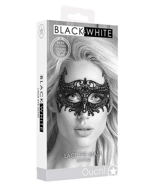 Shots Ouch Black & White Lace Eye Mask - Empress Black