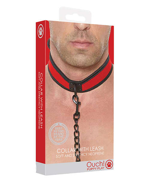 Shots Ouch Puppy Play Puppy Collar w/Leash - Red