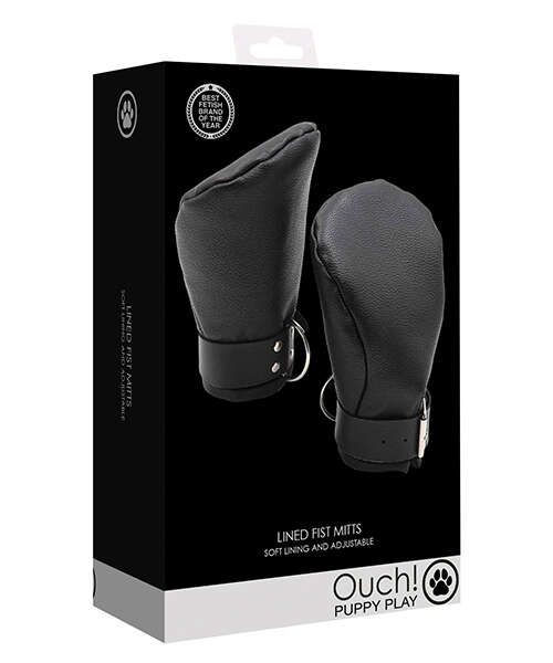 Shots Ouch Puppy Play Lined Fist Mitts - Black