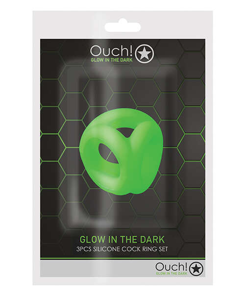 Shots Ouch Cock Ring & Ball Strap - Glow in the Dark