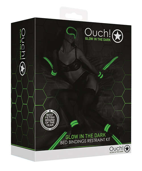 Shots Ouch Bed Bindings Restraint Kit - Glow in the Dark