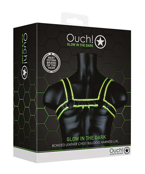 Shots Ouch Chest Bulldog Harness - Glow in the Dark L/XL