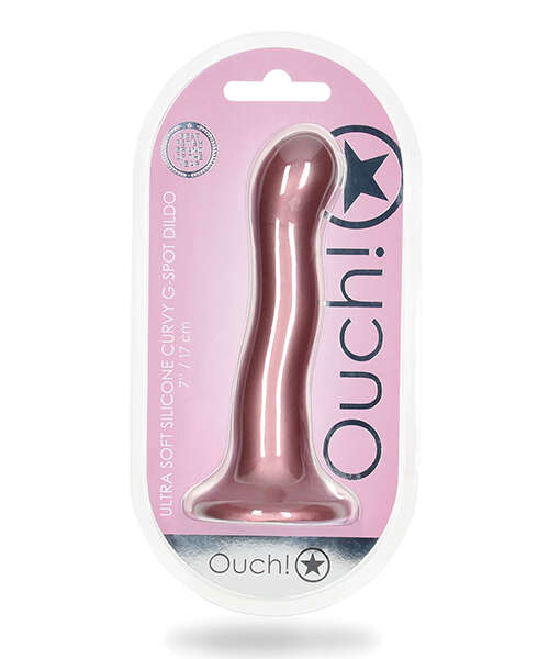 Shots Ouch 7" Curvy G-Spot Dildo - Rose Gold