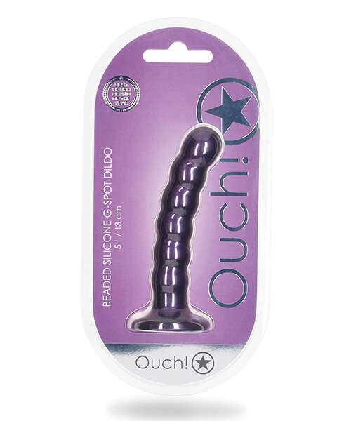 Shots Ouch 5" Beaded G-Spot Dildo - Metallic Purple
