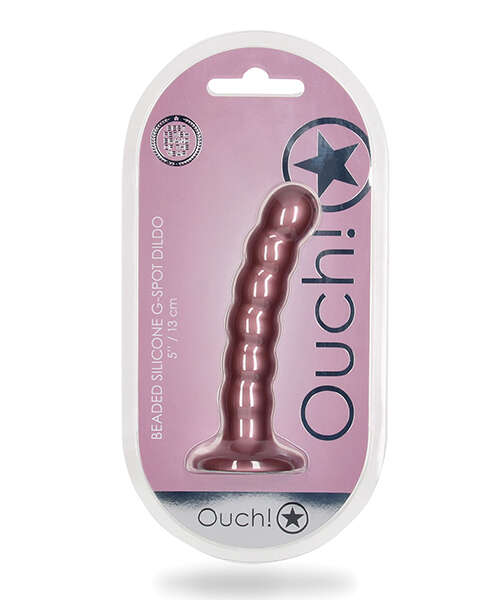 Shots Ouch 5" Beaded G-Spot Dildo - Rose Gold